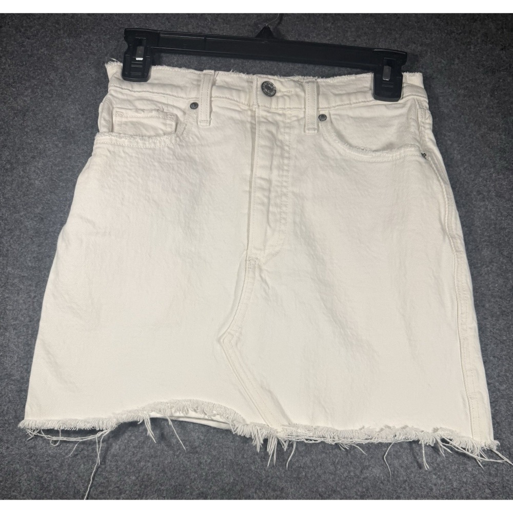Abercrombie and‎ Fitch Ultra High Rise White Denim Mini Skirt Size 2 26W
